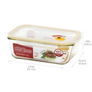 Recipiente rectangular En Vidrio con Valvula de aire  2L