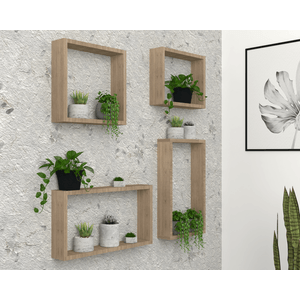 2 Set de Repisas Cuadradas Zeus, Beige, x 4 Unidades