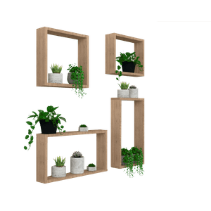 2 Set de Repisas Cuadradas Zeus, Beige, x 4 Unidades
