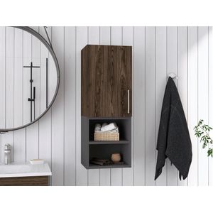 Gabinete de Baño Oporto, Chocolate y Plata Oscuro, con espacio para guardar objetos de aseo personal