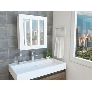 Gabinete de Baño Heston, Blanco, con espejo y dos entrepaños