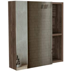 Gabinete de Baño Labell, Chocolate, con puerta espejo y entrepaños