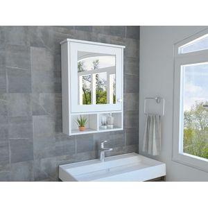 Gabinete de Baño Egeo, Blanco, con puerta espejo y tres entrepaños para ubicar objetos