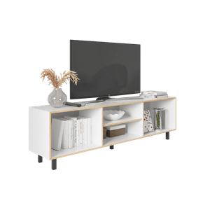 Mesa para TV Tunez, Blanco y Café Claro, para televisor hasta 70