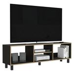 Mesa para tv tunez, blanco y café claro, para televisor hasta 70 pulga -  Madecentro