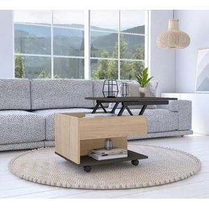 Mesa de Centro Salento, Beige y Wengue, con un cajón interno multiusos