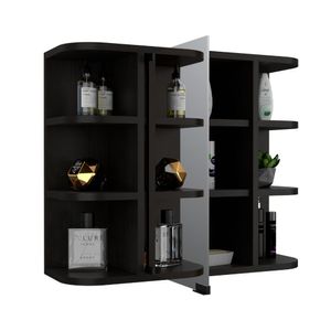Gabinete de Baño Delio, Wengue, con una puerta de espejo abatible y seis entrepaños ZF