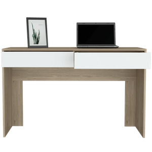 Escritorio Florencia, Beige y Blanco, con dos cajones organizadores