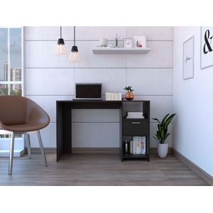 Escritorio Malasia, Wengue, con un cajón archivador y dos entrepaños