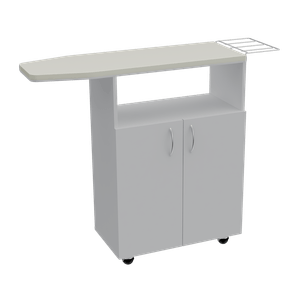 Mesa para Planchar Zendaya, Blanco, con amplia superficie para planchar y forro acolchado ajustable