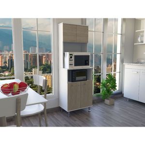 Mueble Alacena Catina, Blanco y Beige, con gran capacidad de almacenamiento