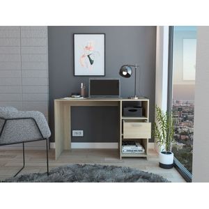 Escritorio Taira, Beige, con un cajón y dos entrepaños