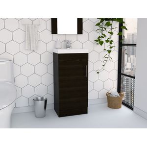 Mueble Lavamanos Oporto, Wengue, con una puerta abatible