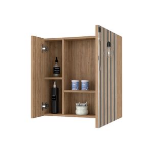 Gabinete de Baño Apolis, Miel, con puerta espejo y dos entrepaños para ubicar múltiples objetos ZF