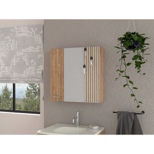 Gabinete de Baño Apolis, Miel, con puerta espejo y dos entrepaños para ubicar múltiples objetos ZF