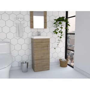 Mueble Lavamanos Oporto, Miel, con una puerta abatible