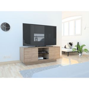 Mesa TV Marfil, Miel y Caoba, con dos puertas y entrepaño interior 55
