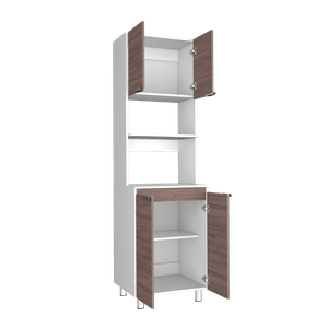 Módulo Microondas Diamante, Blanco y Castaño, con cuatro puertas batientes