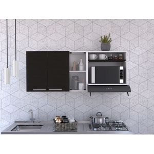 Gabinete Superior Viltex, Wengue y Blanco, incluye locero y portavasos
