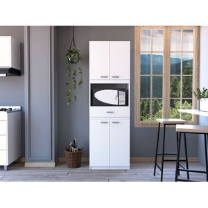 Módulo Microondas Ankara, Blanco, con cuatro puertas abatibles y amplio espacio para almacenamiento