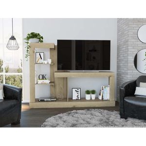 Mesa para TV Samir, Café claro, con espacio para televisor de hasta 55 pulgadas
