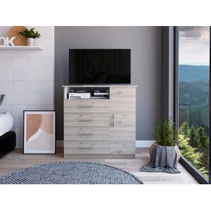 Organizador Barlovento, Humo y Blanco, con cuatro cajones para guardar ropa