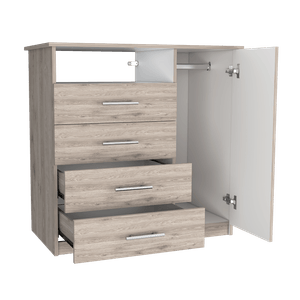 Organizador Barlovento, Humo y Blanco, con cuatro cajones para guardar ropa