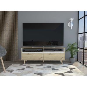 Mesa para TV Dante, Café claro, con espacio para televisor de hasta 60 pulgadas