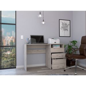Escritorio Venus, Humo, con dos cajones multiusos y un cajón archivador adicional ZF