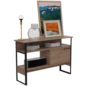 Mueble Auxiliar Recibidor Chiesa, Miel, con patas en acero negras