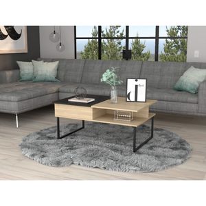 Mesa de Centro Azael, Beige y Wengue, con patas metálicas