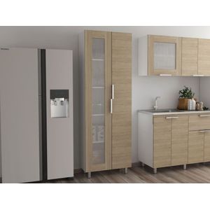 Alacena Diamante, Blanco y Beige, amplios espacios para guardar alimentos y electrodomésticos
