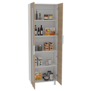 Alacena Diamante, Blanco y Beige, amplios espacios para guardar alimentos y electrodomésticos