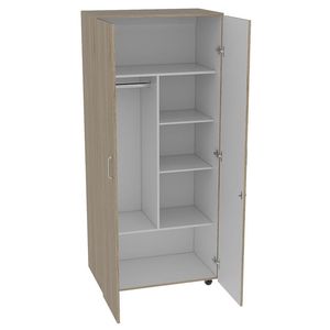 Closet Iker, Beige y Blanco, con maletero y rodachinas para su fácil desplazamiento