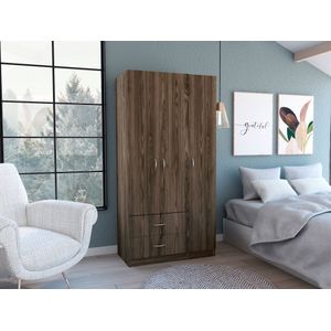 Closet América, Chocolate y Blanco, con dos cajones y variedad de entrepaños