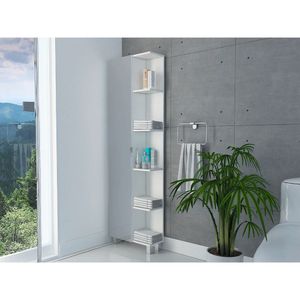 Mueble Esquinero Zendaya, Blanco nevado, con variedad de entrepaños ZF