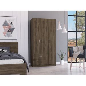 Closet América, Nogal y Blanco, con dos cajones y variedad de entrepaños