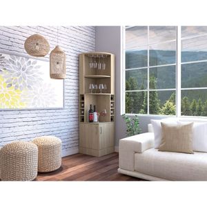 Bar Esquinero Ascher, Beige, con dos puertas y porta copas ZF