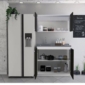 Cocina Integral Pequeña Cantabria, Wengue y Blanco, incluye mesón en acero