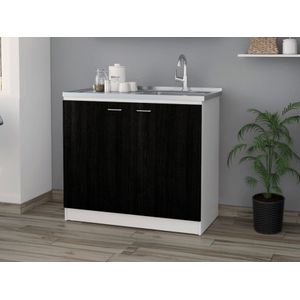 Gabinete Inferior Fresly, Wengue y Blanco, ideal para espacio reducidos