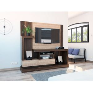 Mesa para TV Draven, Caoba y Miel, con espacio para televisor de hasta 55 pulgadas