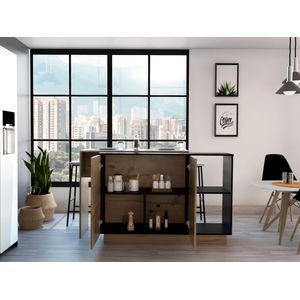 Barra de Cocina Silicia, Wengue y Café claro, con dos puertas batientes