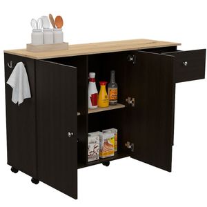 Barra de Cocina Victory, Wengue y Café Claro, con rodachines ZF