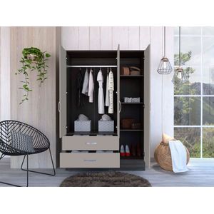 Closet Rizort ,Carbón y Cocoa, con puerta espejo