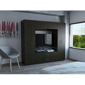 Closet Jakob, Wengue, con dos cajones multiusos y seis puertas