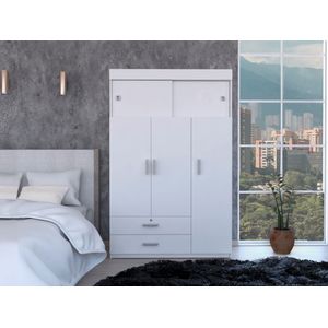Closet Besk, Blanco, con un tubo cromado para colgar ropa ZF