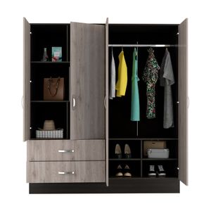 Closet Quiles, Humo y Wengue, con dos espejos y cuatro puertas abatibles ZF