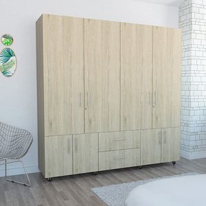 Closet Dallas, Beige y Blanco, con ocho puertas abatibles y dos cajones organizadores