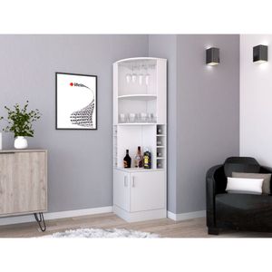 Bar Esquinero Celeste, Blanco Nevado, con dos puertas y espacio porta copas ZF