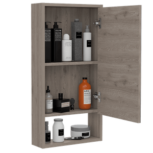 Gabinete de Baño Merín, Humo, con espejo y tres entrepaños x2